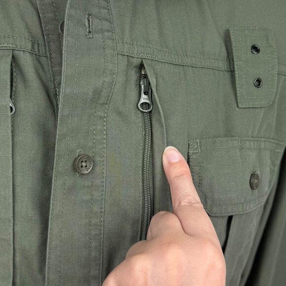 Propper‎ Mens Large Tactical Ripstop Shirt Hidden YKK Zipper Mock Button Olive - Picture 6 of 11